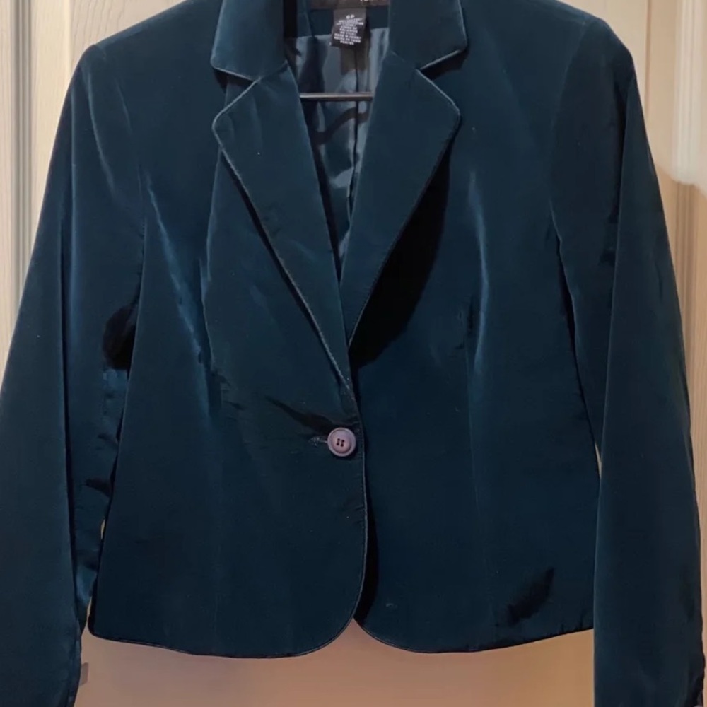 Norton McNaughton Green Velvet Blazer Jacket Women- size 8